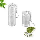 Kotkiddy® 2 Teeei für Losen Tee, Teefilter mit Deckel, Teesieb Edelstahl mit Kettenhaken, Teesieb Groß mit Kette Fein, Tea Strainer Ball(4cm/6.5cm,Silber)