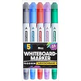 Whiteboard Marker von SmartPanda – Whiteboard Stifte, Folienstift Abwischbar - Doppelspitze, Medium und Fein – Abwischbare Stifte, non Permanent Marker, Whiteboardmarker – 5 Set