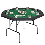 Mingone Pokertisch Klappbar 120cm Poker Tisch Casino Pokertisch für 8 Spieler, Spieltisch mit Gepolsterte Armauflage und 8 Becherhaltern Grün 120x120x76cm