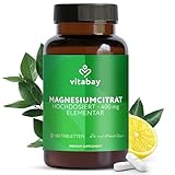 Vitabay Magnesium Citrate 2556mg Hochdosiert - 180 Tabletten Vegan & Laborgeprüft - Magnesiumcitrate - Trägt zu einem normalen Energiestoffwechsel und einer normalen Muskelfunktion bei