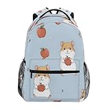 Kinder-Rucksack mit Hamster-Apfelmuster, für Jungen, Mädchen, Studenten, große Rucksäcke für Grundschule, Schultertasche, Büchertasche
