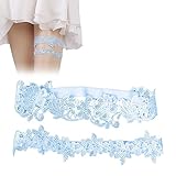 Mikiuly Strumpfband für Hochzeit, Wedding Braut Strumpfband, Strumpfband für Braut Strumpfband Spitze, für Brautaccessoires Braut Geschenk Garters, hellblau