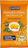 HOYER Manuka Honig Halspastillen Bio mit Propolis & Zitronenmelisse - Mit echtem Manukahonig, MGO 150+ - Wohltuend für Hals & Rachen - 30 g