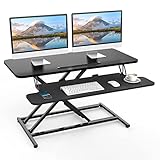 ERGOMAKER Stehpult Höhenverstellbarer Schreibtisch, 91 x 40cm Schnell Sitz Steh Computertisch für Zwei Monitore