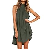 QKEPCY Damen Sommerkleid Damen Ärmellos Kleider Elegant Blusekleid Freizeitkleid Locker Kleider Boho Strandkleider mädchen Festlich Kleider Damen Kurz Swing Tank-Kleid Ärmellos Strandkleid(Grün M)