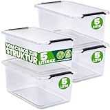 Deuba® 4x Aufbewahrungsbox mit Deckel 5L Box Kunststoff Kisten lebensmittelecht BPA frei klein Klickverschluss transparent stapelbar Küche Schlafzimmer