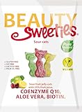 BeautySweeties Saure Katzen 125 g | Fruchtig-saure & vegane Fruchtgummi-Katzen mit 25% Fruchtsaft | Mit Coenzym Q1, Aloe Vera und Biotin | 1 x 125 g Beutel