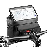 Esoes Lenkertasche Fahrrad, 4.5L Fahrradtasche Vorne, Fahrradkorb, Wasserdicht Handyhalterung Fahrrad, Fahrrad Lenkradtasche mit Einstellbar Touchscreen und abnehmbar Schultergurt (Schwarz)