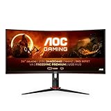 AOC Gaming CU34G2X - 34 Zoll WQHD Curved Monitor, 144 Hz, 1ms, FreeSync Premium (3440x1440, HDMI, DisplayPort, USB Hub) schwarz/rot