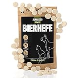 alphazoo Bierhefe-Tabletten für Hunde, Katzen & Nager 120 STK. I Fellpflege Tabs für glänzendes Fell & gesunde Haut I Natürliches Anti Zecken Mittel