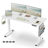 VASAGLE Höhenverstellbarer Schreibtisch elektrisch, 60 x 140 x (72-120) cm, stufenlos verstellbar, Memory-Funktion mit 4 Höhen, wolkenweiß LSD174W01