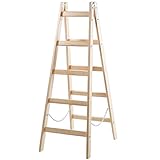 Systafex® Leiter Doppelstufenleiter Malerleiter Elektrikerleiter Stehleiter Holzleiter (5 Stufen) 1,55m