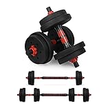 wuuhoo® Kurzhantelset Arni, 2er Set Hantel 27mm, Kurzhantel & Langhantel mit Gewichten 10kg bis 40kg, extra lange Verbindungsstange - Fitnessgerät aus Kunststoff für Zuhause 10 kg (schwarz)