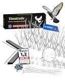 Timatrade® Premium Taubenabwehr (3 m) – Edelstahl-Spikes, rostfrei & wetterfest, inkl. 24 Schrauben und 24 Kabelbinder effektive & dezente Vogelabwehr ideal für Balkon, Fensterbank, Zaun & Dachkante.