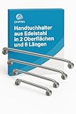 Edelstahl Handtuchhalter – Poliert oder Gebürstet, 6 Längen auswählbar – Hygienisch, pflegeleicht, ideal für Bad, Küche, Sauna, Ø19 mm Rohr, Wandmontage inklusive Befestigungsrosette (80cm, Gebürstet)