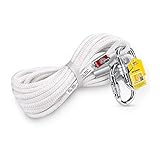 Kletterseil, weiß, 10 mm, statisches Bergsteigerseil, hochfestes, reißfestes Nylonseil mit Doppelkarabiner, 10–100 m,White 15m