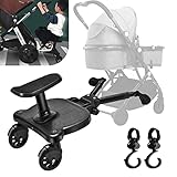 Buggy Board für alle Kinderwagen, Vihir Kiddy Board mit Sitz, Trittbrett Mitfahrbrett Universal passend für 2-6 Jahre alte Kinder, mit einer maximalen Belastung von 55 Pfund (schwarz)