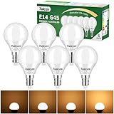 Tailcas E14 LED Dimmbar Lampe, E14 led warmweiss 3000K, 5W 500 Lumen LED Birne ersetzt 40W Glühlampen, 280° Strahlwinkel G45 E14 Glühbirne Dimmbar, Kein Flackern Energiesparlampe, 6er-Pack