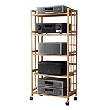3-stöckiger Medienspeicherturm, beweglicher Audio- und Video-Ständer für DVDs, CDs, Plattenspieler und Stereoanlagen, stilvolles Entertainment-Center-Regal für Wohnzimmer und Büro