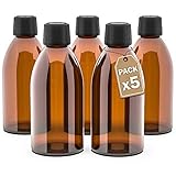 LG Luxury & Grace Set 5 Apothekerflasche, 250 ml. Braunglasflaschen mit Schraubverschluss. Nachfüllbare Flaschen. Dosierung und Lagerung flüssiger Substanzen.