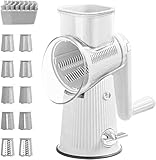 Drehbarer Käsehobel und Reibe, Küchenhelfer mit mehreren Klingen, mit Saugnapf-Boden, 5 austauschbare Klingen zum Schneiden, Zerkleinern, Reiben und Schneiden, platzsparend, leicht zu reinigen