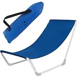 MT MALATEC Strandliege mit Tragetasche Klappbar Belastbar bis 110 kg Wasserdicht Garten Tarasse Strand Camping Stahl Blau 23563