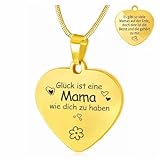 ARICHDUDE Herz Kette für Mama, Geschenke für Mama Edelstahl Muttertagsgeschenk Geburtstagsgeschenk für Mutter von Sohn Tochter