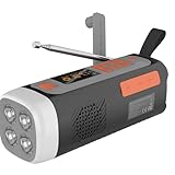 eppfun LR-7D DAB+ Notfall-Radio mit UKW/Bluetooth, tragbares Digitalradio, batteriebetrieben, mit SOS-Alarm, Nachtlicht und Blitzlicht, unterstützt Solar/Handkurbel, USB-C-Ladegerät für Camping