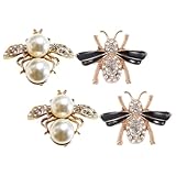 Ciieeo 4 Stück Bienen Schuhclips mit Strass und Perlen Niedliche Schuhanhänger für Damen Vielseitige Schuhschnallen für Partys und Alltag