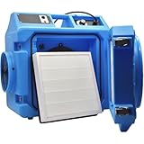 Gvqng Hepa-LuftwäScher, Luftreiniger Mit 550 Cfm FüR Den Industriellen Und Gewerblichen Einsatz, WasserschadensanierungsgeräT, Mit Fi-Schutzschaltern, Merv-10-Filter, Hepa,Blau