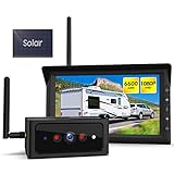 AUTO-VOX Solar Echt Kabellos Rückfahrkamera Set mit IR Nachtsicht, 1080P Funk Digital Rückfahrkamera mit 7' Split-Screen Monitor für LKW, Wohnmobil, Wohnwagen, Anhänger, Van, Bus(Solar4)