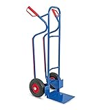 Sackkarre Stahl pannensicher, als Stapelkarre oder Transportkarre, BxTxH 520x550x1200 mm, Sackkarre 250 kg Tragkraft, Gewicht 11,5 kg