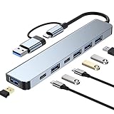 USB C Hub 3.0, CRTEPST 7 in 1 Multiport Typ C Hub Adapter mit 1 USB 3.0/100W PD Ladehub und 4 2.0 USB Kompatibel mit MacBook Air/Pro, iPad Pro, Window