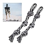 Relaxdays Hundespielzeug Seil, 2er Set, Zerrspielzeug große Hunde, robust, Kauspielzeug, 70 cm, Hundetau, schwarz/grau