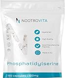 Phosphatidylserin 100mg - 180 Kapseln - Cortisol Blocker | Bei Stress, Konzentration, Gedächtnis | Anti Stress Tabletten | Hochdosiert, Vegan Phosphatidyl Serine aus Soja | Ohne GVO | Nootrovita