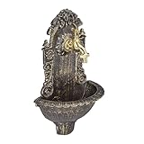 Relaxdays Wandbrunnen antik, mit Wasserhahn, nostalgisch,...