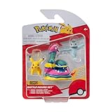 Pokémon PKW3597 - Battle Figure Set - Pikachu, Machollo, Alola-Sleimok, offizielles Figuren Set