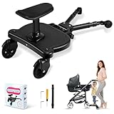 Buggy Board mit Sitz, Kinderwagen Trittbrett, Anpassbare Pedale Buggy Board für alle Kinderwagen, Trittbrett für Kinderwagen Universal für Kinder von 2-6 Jahren