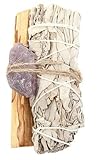 Reinigungs- und Energieschutz-Set, Palo Santo, 10 cm, weißer Salbei, 10 cm, Amethyststein, E-Book und ein weißer Quarzstein