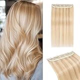 MY-LADY One Piece Clip In Extension Echthaar für Voluminöses 3/4 Vollkopf, 20cm 5 Clips 100% Echthaar Haarverlängerung Glatt Haar Extension Für Frauen(#18P613 Ascheblond/blond, 40g)