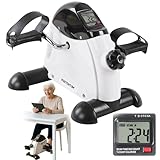 PORTENTUM Pedaltrainer für Senioren mit LCD-Display 6 Funktionen – Beintrainer im Sitzen kompakt mit einstellbarem Widerstand und Tragegriff – Tragbares Design als Mini Heimtrainer für Zuhause