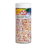 RUF Kunterbunte Nonpareilles, Zucker-Perlen, Streu-Dekor in bunten Farben, Mini Zucker-Kugeln zum Verzieren von Eis, Torten und Muffins