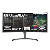 LG, 35 Zoll, UltraWide Curved QHD Monitor 35WN75CP-B 88,9 cm, VA-Panel, HDR10, AMD FreeSync, Schwarz, USB Type C, 5ms GTG Reaktionszeit, Dynamic Action Sync, Black Stabilizer, 21:9 Bildformat
