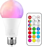 iLC Farbige Leuchtmittel LED RGBW Lampe Dimmbare Farbige Leuchtmitte Lampen 10W E27 Edison RGB LED Birnen - Dual Memory - 12 Farben - Kabellos Fernbedienung inklusive