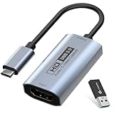 GUERMOK Videoaufzeichnungskarte, USB3.0 HDMI zu USBC Aufzeichnungskarte, 4K Full 1080P60FPS Aufzeichnungsgeräte für Gaming Live-Streaming Video Recorder, für PC Mac OS System OBS PS4 Switch (Grau)