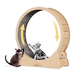 Homegroove Katzenlaufrad,132 cm Laufrad für Wohnungskatzen, Katzenlaufrad-Laufband mit abnehmbarem Teppich zur Gewichtsabnahme und Gesundheitsförderung bei Katzen (Natural Wood Color, XXL)