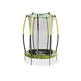 EXIT Toys Tiggy Junior Trampolin mit Sicherheitsnetz - ø140cm - Für Kleinkinder - Innen- und Außenbereich - Mit Gummibändern für sanftes Springen - Mit Fußschutzsystem - Schwarz/Grün
