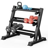 Dripex Hantelständer Hantelablage, Kurzhantelständer Belastbarkeit 500KG, 90 x 50 x 93cm Einstellbar hantelscheibenständer, sowohl für Kurzhanteln & Kettlebells geeignet (keine Hanteln）