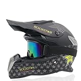 Offroad Motorradhelm für Erwachsene mit Schutzbrille Maske und Handschuhen Vollvisier Motocross ATV Helme Leichtgewicht für Dirtbike Abenteuer MTB Fahren und BMX Rennen