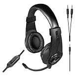 Speedlink LEGATOS Gaming-Headset kabelgebunden - leichtes Headset mit Mikrofon und Kabelfernbedienung, kompatibel mit PC, PS5, PS4, Xbox, Switch, 3,5 mm Klinkenstecker inkl. Y-Adapter, schwarz